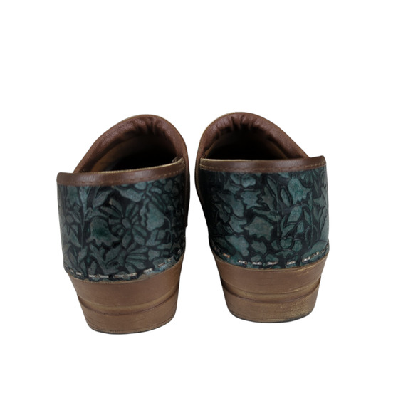 Sanita Agda Leather Clogs Comfort Danish Green Floral EU 39 Women's Size 8.5-9 - Picture 6 of 7